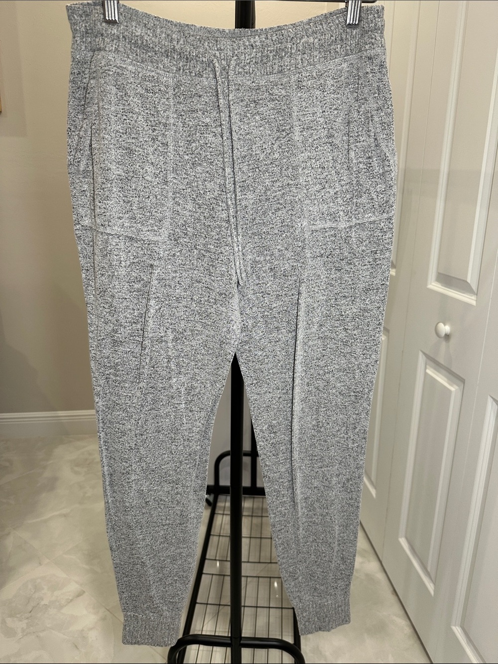 Soma Light Gray Knit Joggers with Drawstring